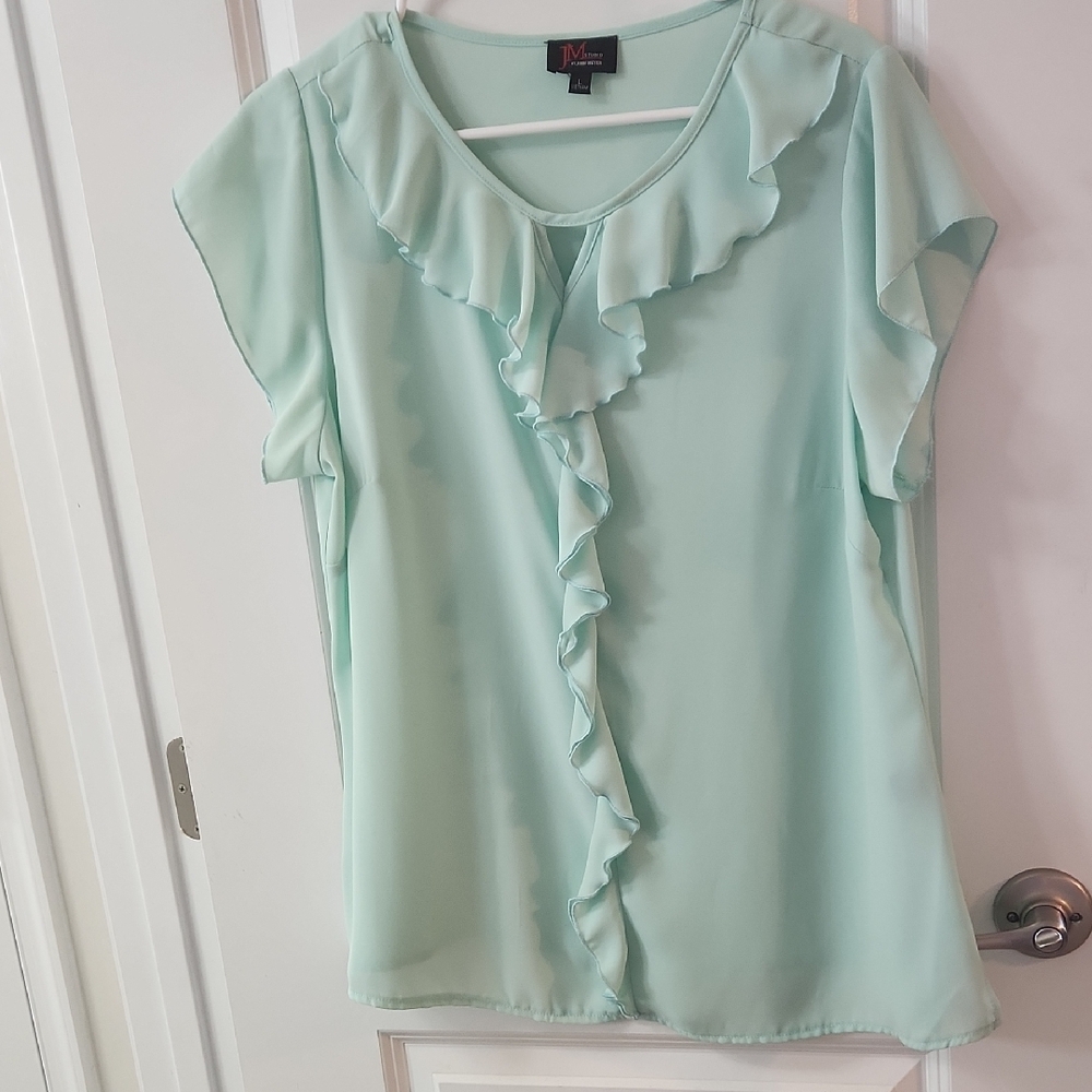 int Green Ruffled Women's Top